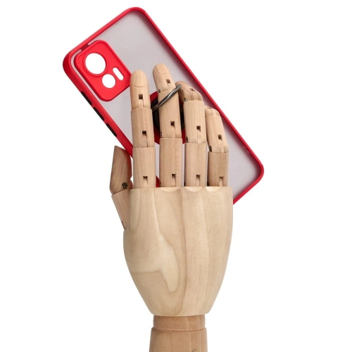 Etui z uchwytem na palec Bizon Case Hybrid Ring do Motorola Edge 30 Neo przydymione z czerwoną ramką