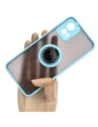 Bizon Case Hybrid Ring Motorola Edge 30 Neo smoky mit einem hellblauen Rahmen
