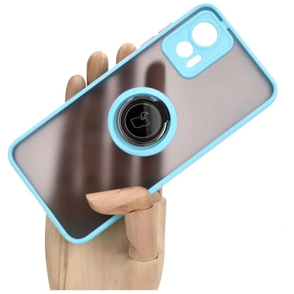 Hurtownia GSM - Pouzdro s prstovým úchytem Bizon Case Hybrid Ring pro Motorola Edge 30 Neo kouřové s jasně modrým rámečkem. - BIZ465 - {ean13} - Hurt