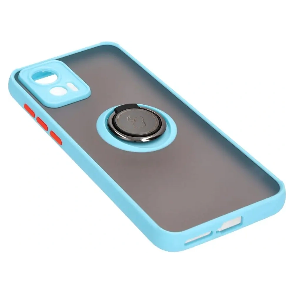 Hurtownia GSM - Pouzdro s prstovým úchytem Bizon Case Hybrid Ring pro Motorola Edge 30 Neo kouřové s jasně modrým rámečkem. - BIZ465 - {ean13} - Hurt