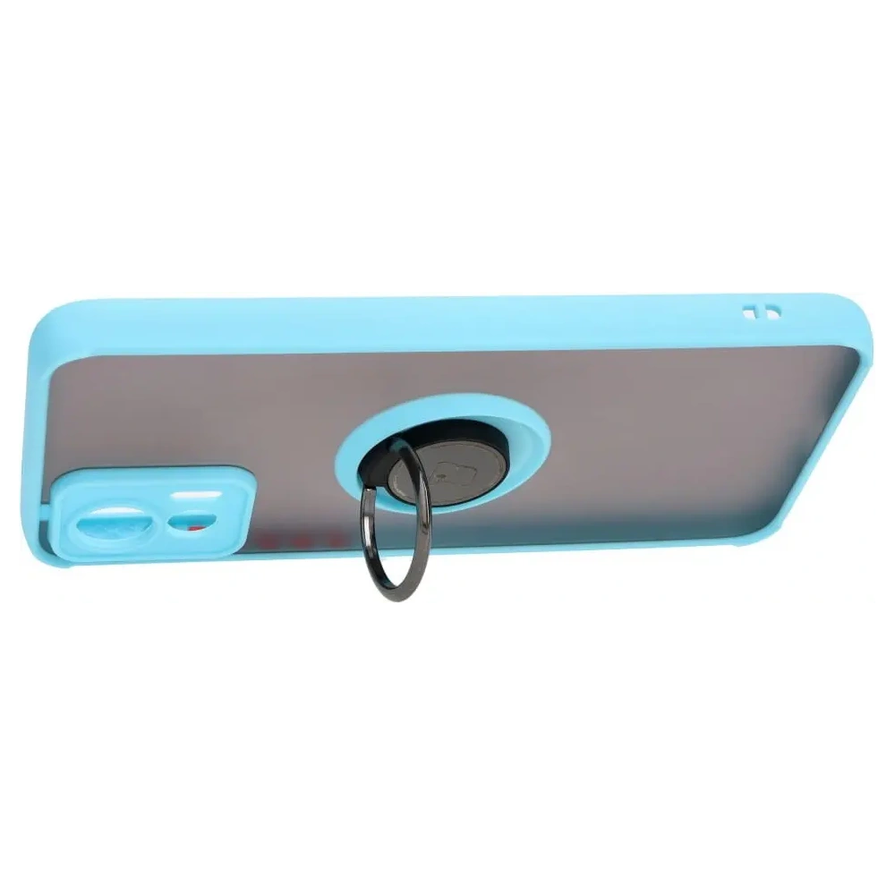 Hurtownia GSM - Pouzdro s prstovým úchytem Bizon Case Hybrid Ring pro Motorola Edge 30 Neo kouřové s jasně modrým rámečkem. - BIZ465 - {ean13} - Hurt