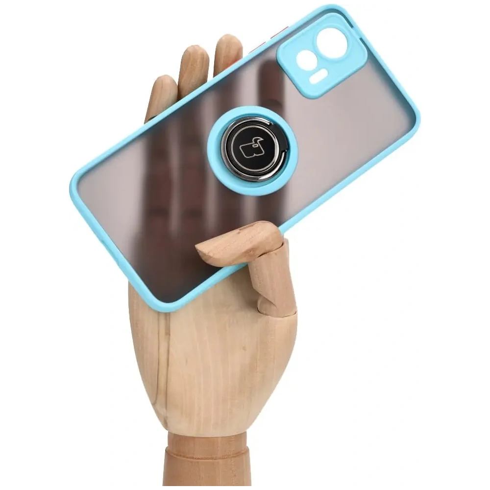 Hurtownia GSM - Pouzdro s prstovým úchytem Bizon Case Hybrid Ring pro Motorola Edge 30 Neo kouřové s jasně modrým rámečkem. - BIZ465 - {ean13} - Hurt