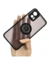 Etui s úchopem na prst Bizon Case Hybrid Ring pro Motorola Edge 30 Neo kouřové s černým rámem