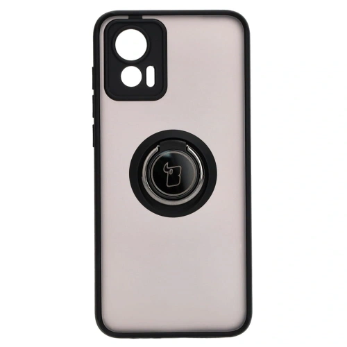 Etui z uchwytem na palec Bizon Case Hybrid Ring do Motorola Edge 30 Neo przydymione z czarną ramką