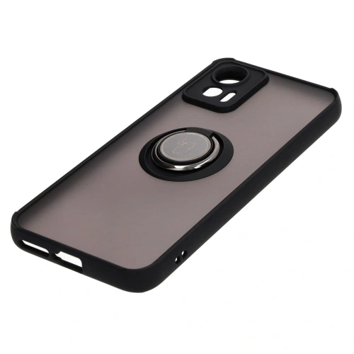 Etui z uchwytem na palec Bizon Case Hybrid Ring do Motorola Edge 30 Neo przydymione z czarną ramką