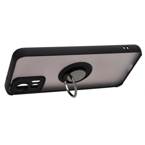 Etui z uchwytem na palec Bizon Case Hybrid Ring do Motorola Edge 30 Neo przydymione z czarną ramką