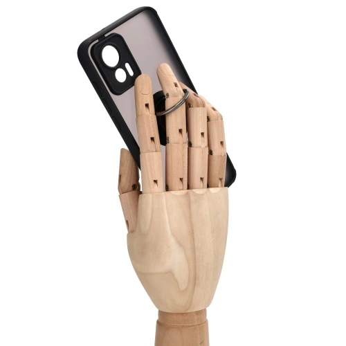 Etui z uchwytem na palec Bizon Case Hybrid Ring do Motorola Edge 30 Neo przydymione z czarną ramką