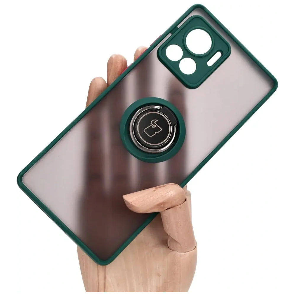 Wholesale Bizon Case Hybrid Ring Motorola Edge 30 Ultra smoky with a dark green frame - BIZ472 - {ean13} - Hurt