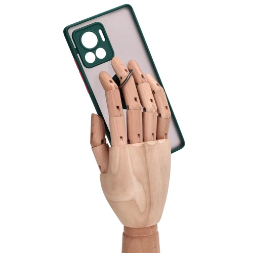Etui z uchwytem na palec Bizon Case Hybrid Ring do Motorola Edge 30 Ultra przydymione z ciemnozieloną ramką