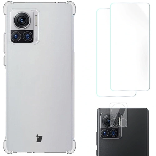 Etui + 2x folia + obiektyw Bizon Case Clear Pack do Motorola Moto Edge 30 Ultra przezroczyste