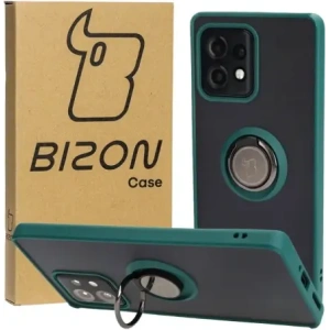 Hurtownia GSM - Etui s úchytem na prst Bizon Case Hybrid Ring pro Motorola Edge 40 Pro kouřové s tmavě zeleným rámem - BIZ476 - {ean13} - Hurt