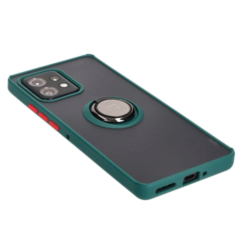 Etui z uchwytem na palec Bizon Case Hybrid Ring do Motorola Edge 40 Pro przydymione z ciemnozieloną ramką
