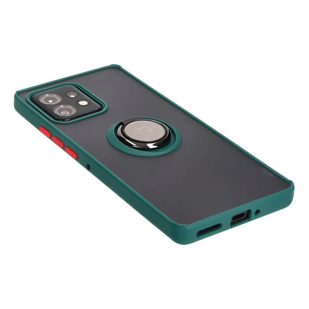 Hurtownia GSM - Etui s úchytem na prst Bizon Case Hybrid Ring pro Motorola Edge 40 Pro kouřové s tmavě zeleným rámem - BIZ476 - {ean13} - Hurt