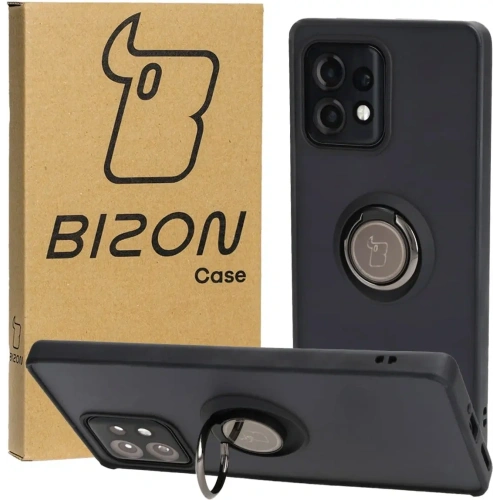 Etui z uchwytem na palec Bizon Case Hybrid Ring do Motorola Edge 40 Pro przydymione z czarną ramką