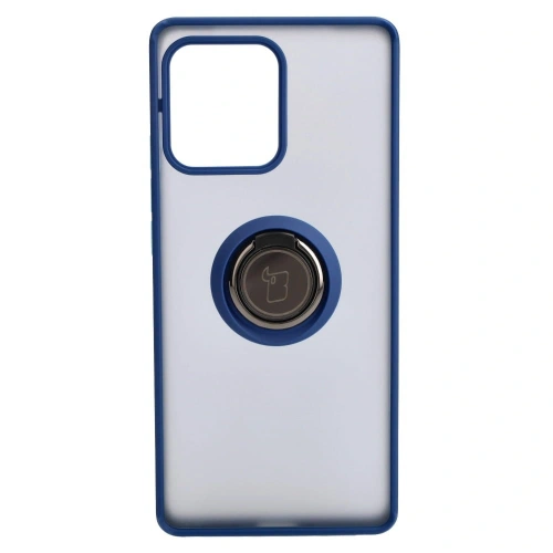 Etui z uchwytem na palec Bizon Case Hybrid Ring do Motorola Edge 40 Pro przydymione z granatową ramką