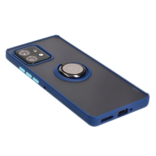 Etui z uchwytem na palec Bizon Case Hybrid Ring do Motorola Edge 40 Pro przydymione z granatową ramką