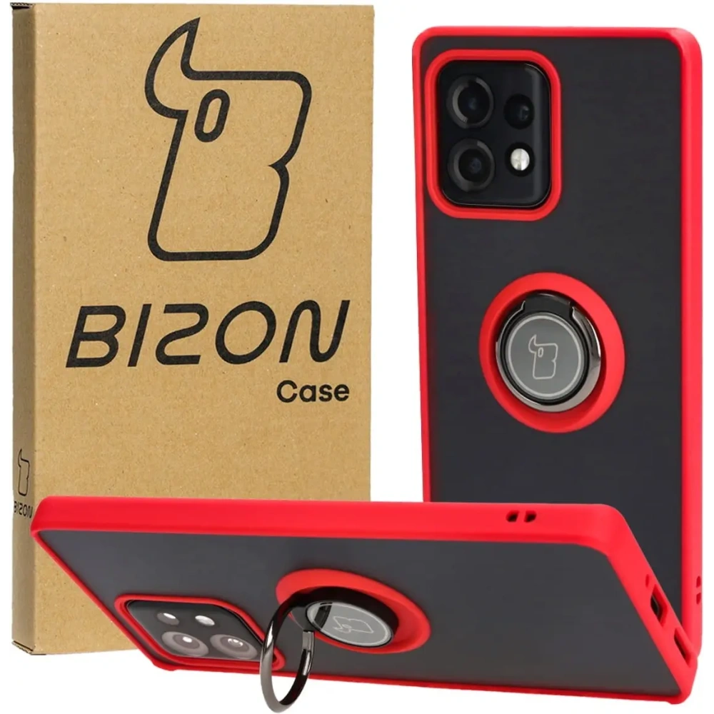 Wholesale Bizon Case Hybrid Ring Motorola Edge 40 Pro smoky with a red frame - BIZ480 - {ean13} - Hurt