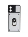 Etui Bizon Case Camshield Card Slot Ring do Motorola Moto E13 5G bílé