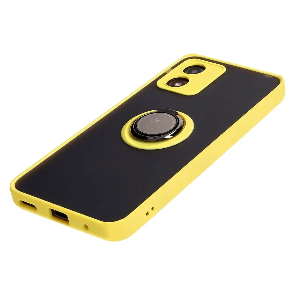 Hurtownia GSM - Caz hibrid Bizon Ring Motorola Moto E13 fumuriu cu un cadru galben - BIZ485 - {ean13} - Hurt