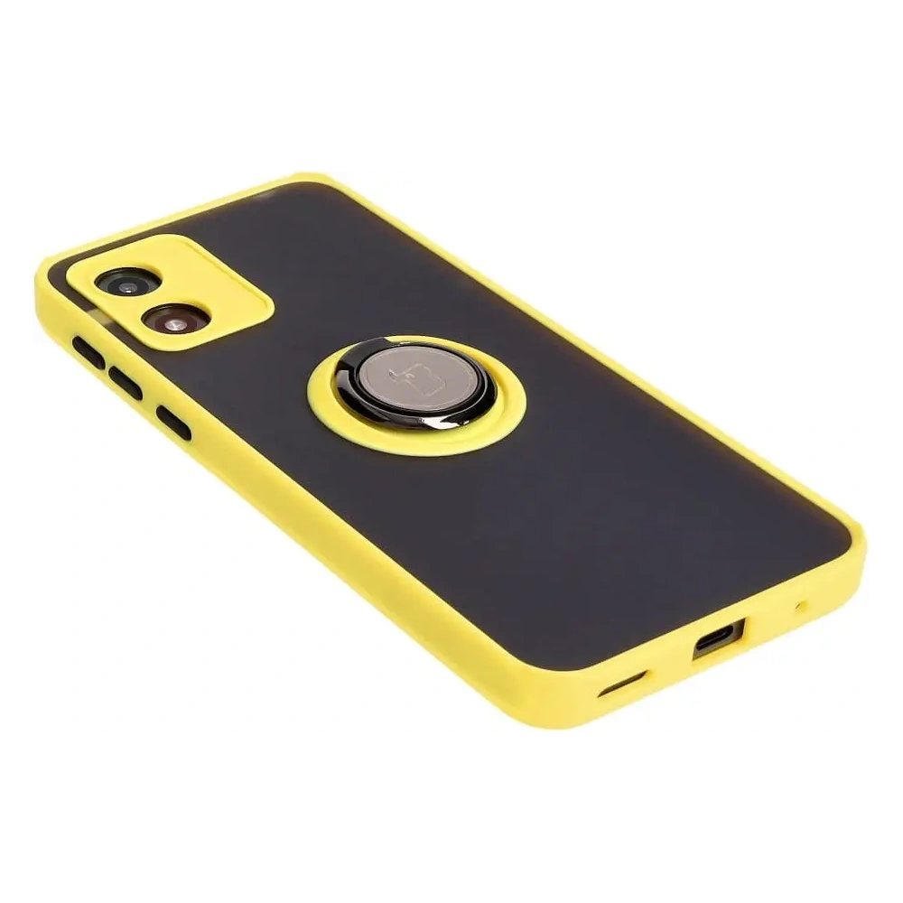 Hurtownia GSM - Caz hibrid Bizon Ring Motorola Moto E13 fumuriu cu un cadru galben - BIZ485 - {ean13} - Hurt