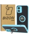 Bizon Case Hybrid Ring Motorola Moto E13 fumuriu cu un cadru bleu deschis