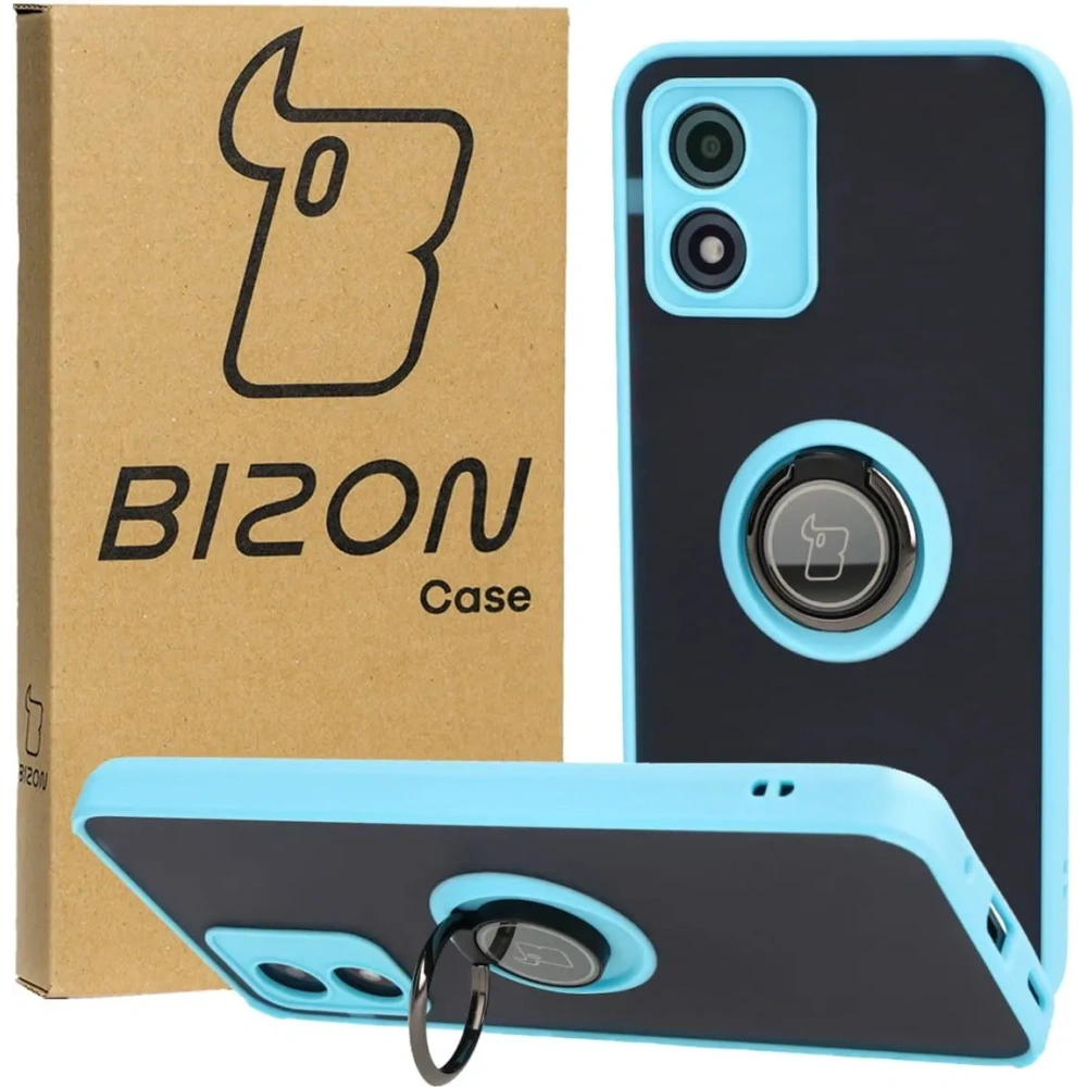 Hurtownia GSM - Bizon Case Hybrid Ring Motorola Moto E13 füstös színben, világoskék kerettel - BIZ486 - {ean13} - Hurt