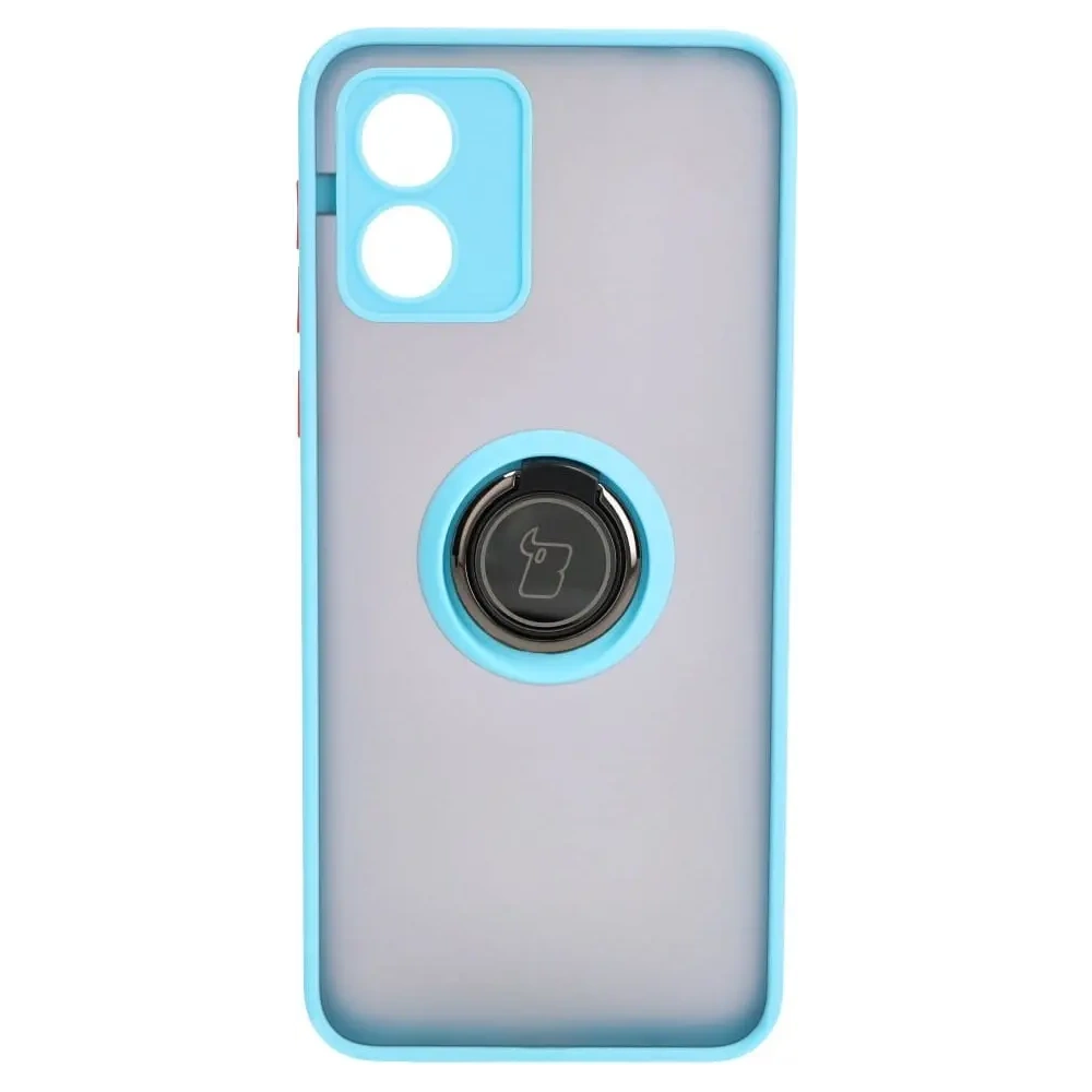 Hurtownia GSM - Etui z uchwytem na palec Bizon Case Hybrid Ring do Motorola Moto E13 przydymione z jasnoniebieską ramką - BIZ486 - {ean13} - Hurt