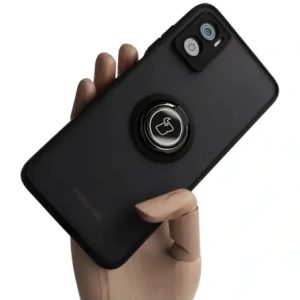 Hurtownia GSM - Bizon Case Hybrid Ring Motorola Moto E22 / E22i smoky cu un cadru negru - BIZ494 - {ean13} - Hurt