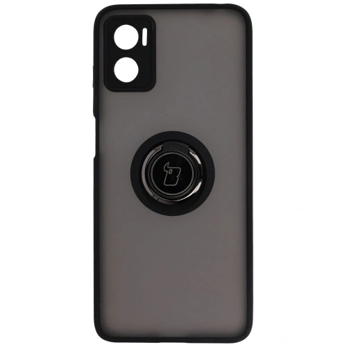Etui z uchwytem na palec Bizon Case Hybrid Ring do Motorola Moto E22 / E22i przydymione z czarną ramką