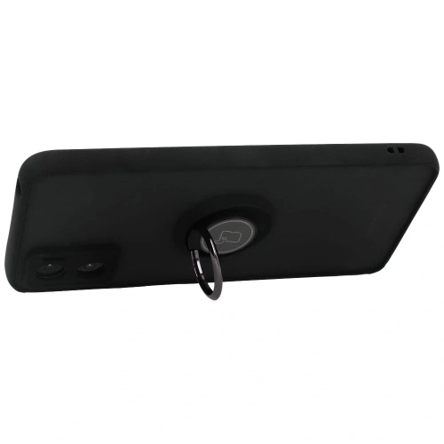 Etui z uchwytem na palec Bizon Case Hybrid Ring do Motorola Moto E22 / E22i przydymione z czarną ramką