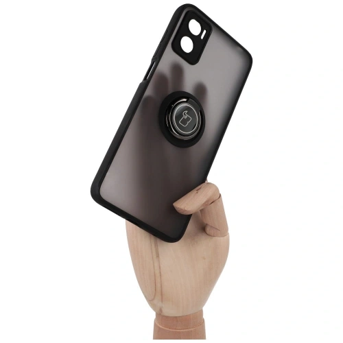 Etui z uchwytem na palec Bizon Case Hybrid Ring do Motorola Moto E22 / E22i przydymione z czarną ramką