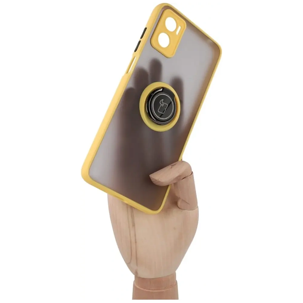 Hurtownia GSM - Etui s úchytem na prst Bizon Case Hybrid Ring pro Motorola Moto E22 / E22i kouřové se žlutým rámečkem - BIZ497 - {ean13} - Hurt