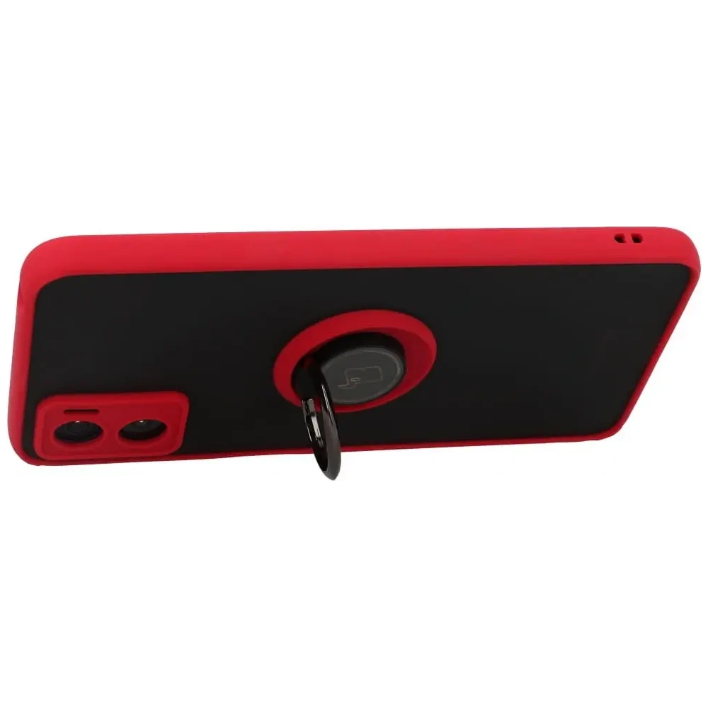 Hurtownia GSM - Etui s úchopem na prst Bizon Case Hybrid Ring pro Motorola Moto E22 / E22i kouřové s červeným rámem - BIZ498 - {ean13} - Hurt