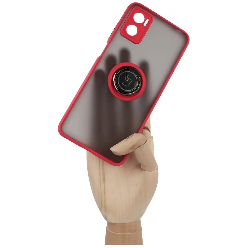 Hurtownia GSM - Bizon Case Hybrid Ring Motorola Moto E22 / E22i füstös piros kerettel - BIZ498 - {ean13} - Hurt