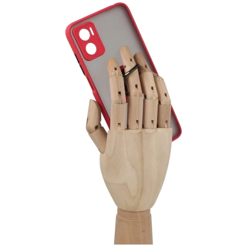 Etui z uchwytem na palec Bizon Case Hybrid Ring do Motorola Moto E22 / E22i przydymione z czerwoną ramką