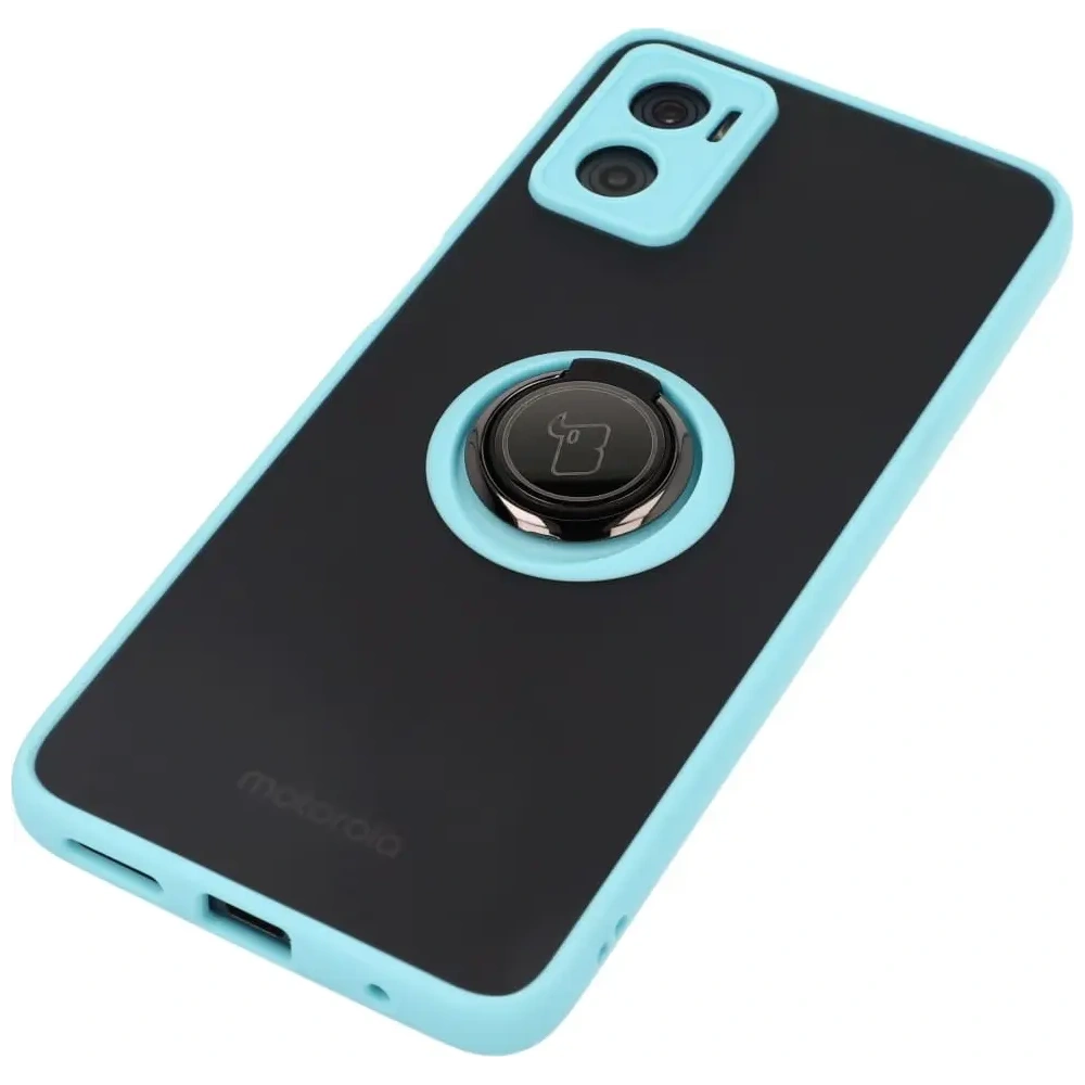Hurtownia GSM - Etui s úchytem na palec Bizon Case Hybrid Ring pro Motorola Moto E22 / E22i kouřové s jasně modrým rámečkem - BIZ499 - {ean13} - Hurt