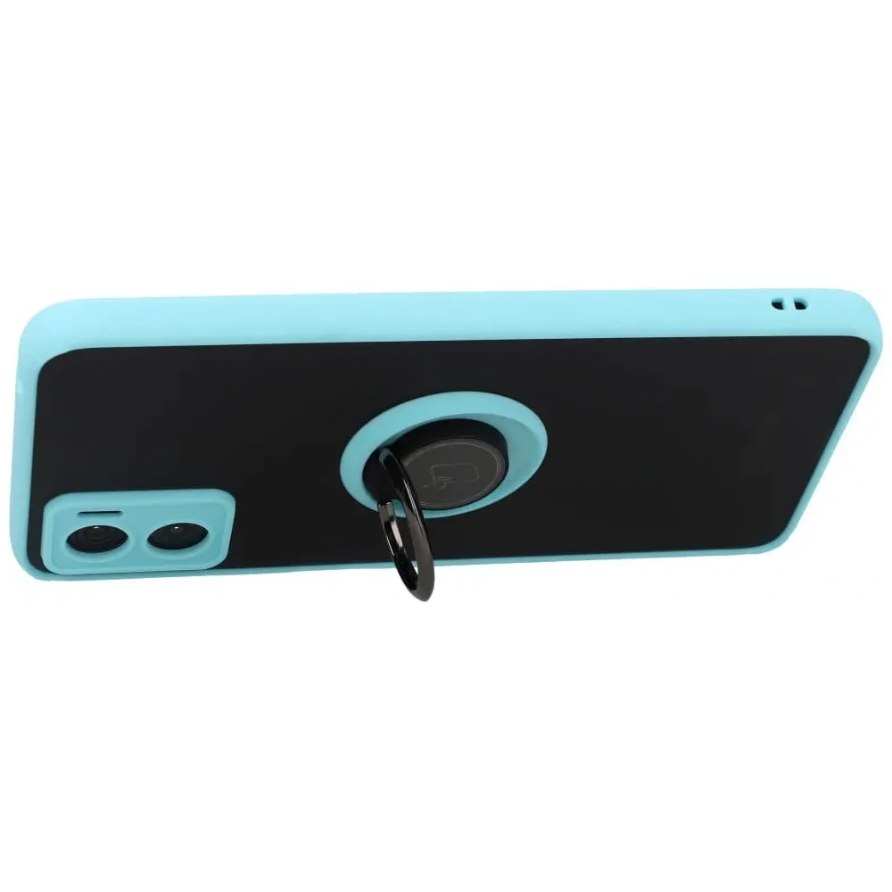 Hurtownia GSM - Etui s úchytem na palec Bizon Case Hybrid Ring pro Motorola Moto E22 / E22i kouřové s jasně modrým rámečkem - BIZ499 - {ean13} - Hurt