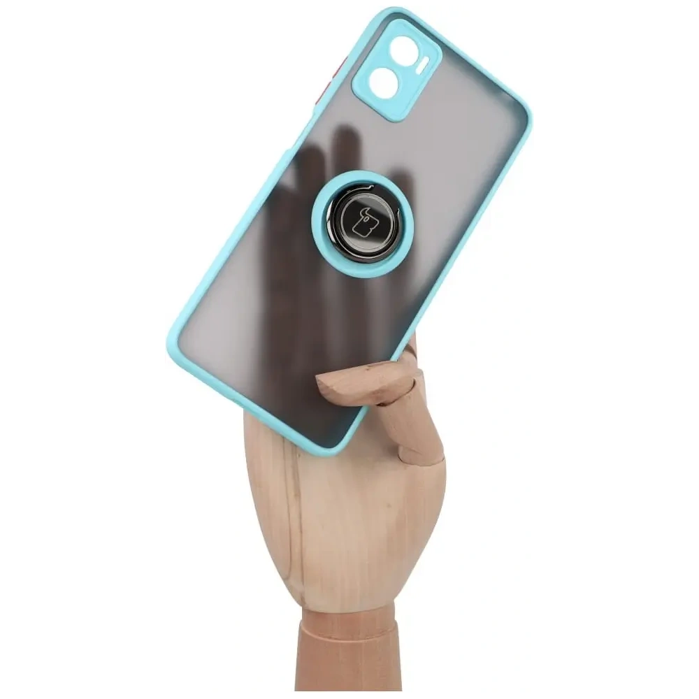 Hurtownia GSM - Etui s úchytem na palec Bizon Case Hybrid Ring pro Motorola Moto E22 / E22i kouřové s jasně modrým rámečkem - BIZ499 - {ean13} - Hurt