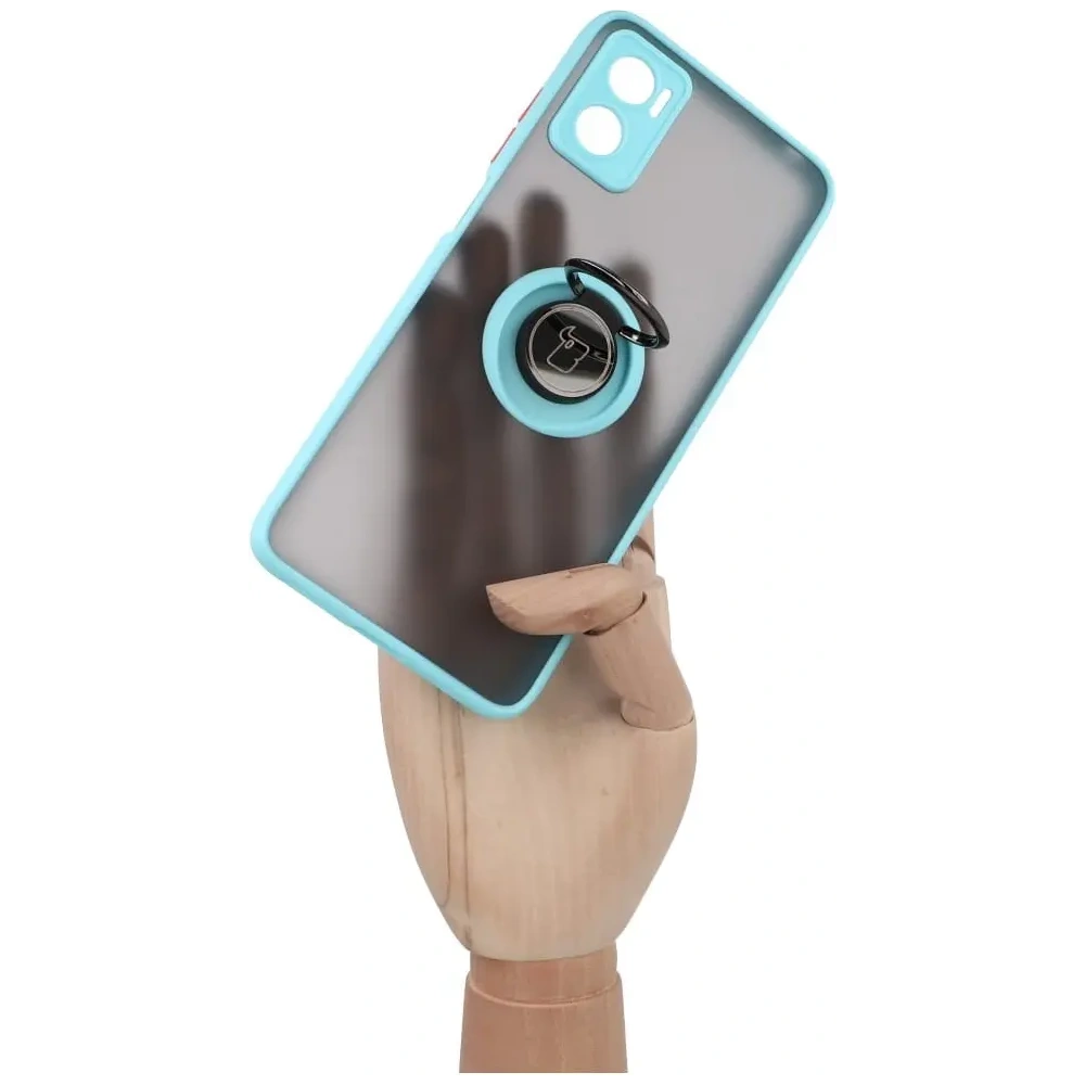 Hurtownia GSM - Etui s úchytem na palec Bizon Case Hybrid Ring pro Motorola Moto E22 / E22i kouřové s jasně modrým rámečkem - BIZ499 - {ean13} - Hurt