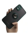 Etui z uchwytem na palec Bizon Case Hybrid Ring do Motorola Moto E22 / E22i kouřové s tmavě zeleným rámečkem