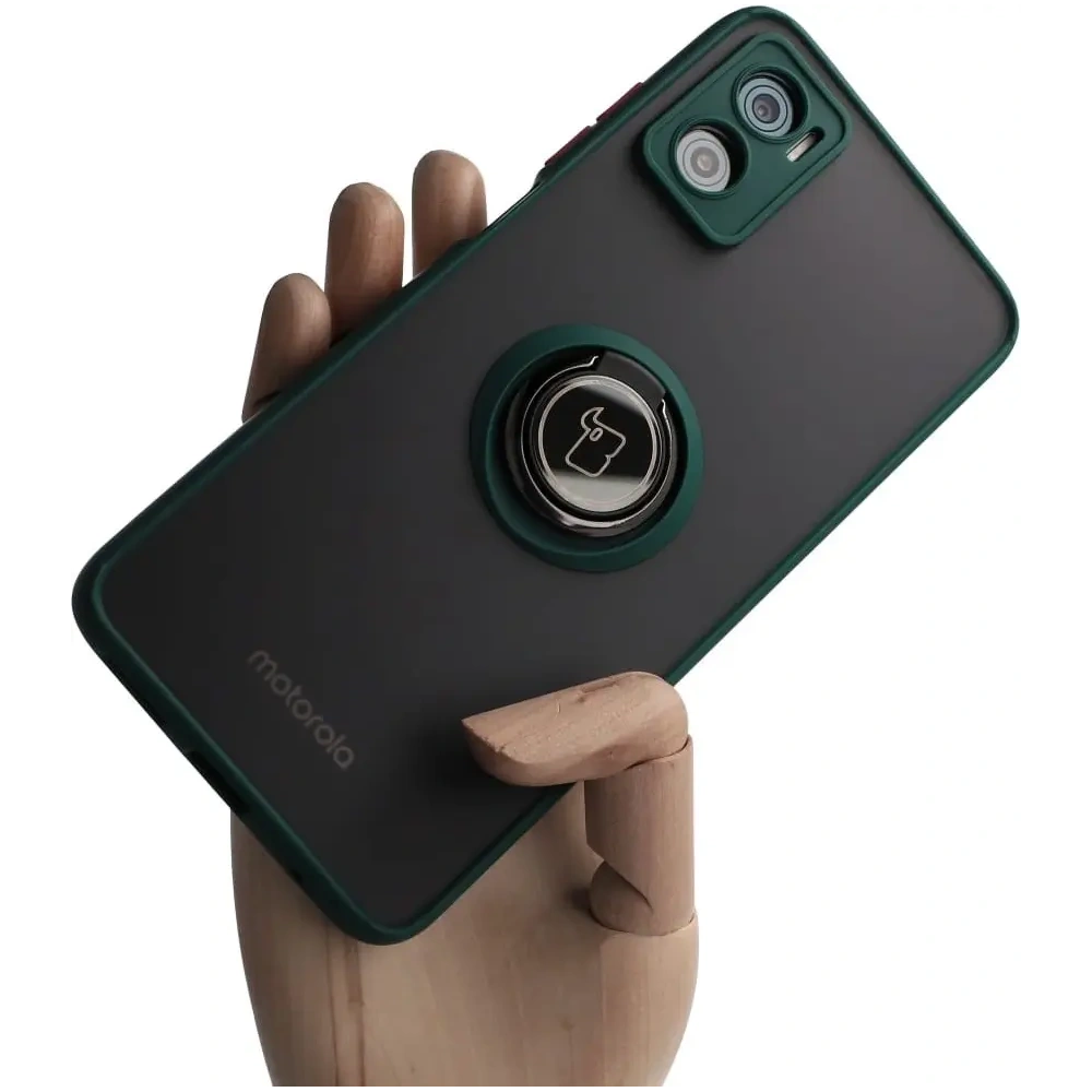 Hurtownia GSM - Bizon Case Hybrid Ring Motorola Moto E22 / E22i füstös sötétzöld kerettel - BIZ500 - {ean13} - Hurt