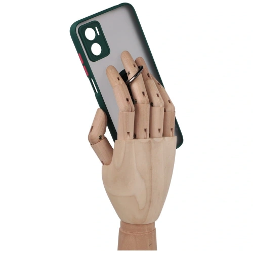 Etui z uchwytem na palec Bizon Case Hybrid Ring do Motorola Moto E22 / E22i przydymione z ciemnozieloną ramką