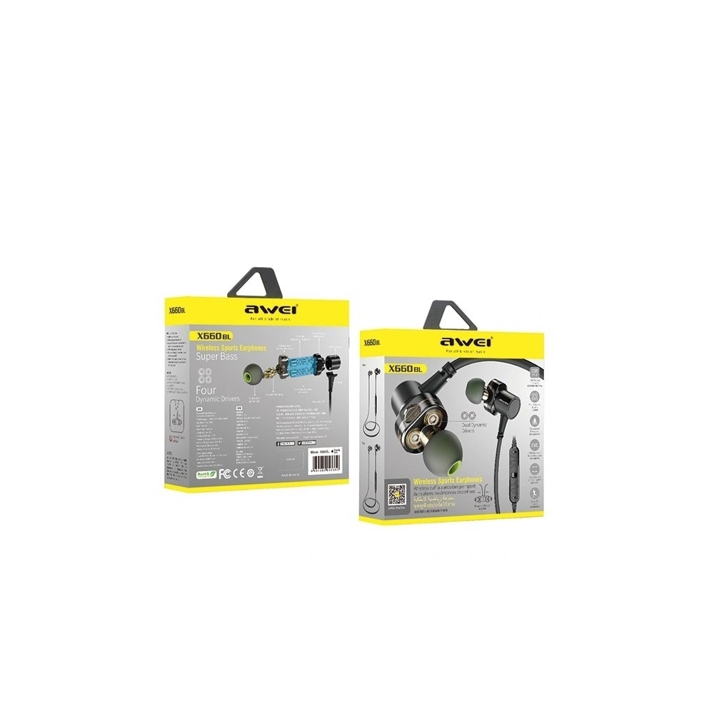 Hurtownia GSM - AWEI słuchawki sportowe Bluetooth X660BL czarny/black Dual Dynamic Drivers - AWEI039BLK - {ean13} - Hurt