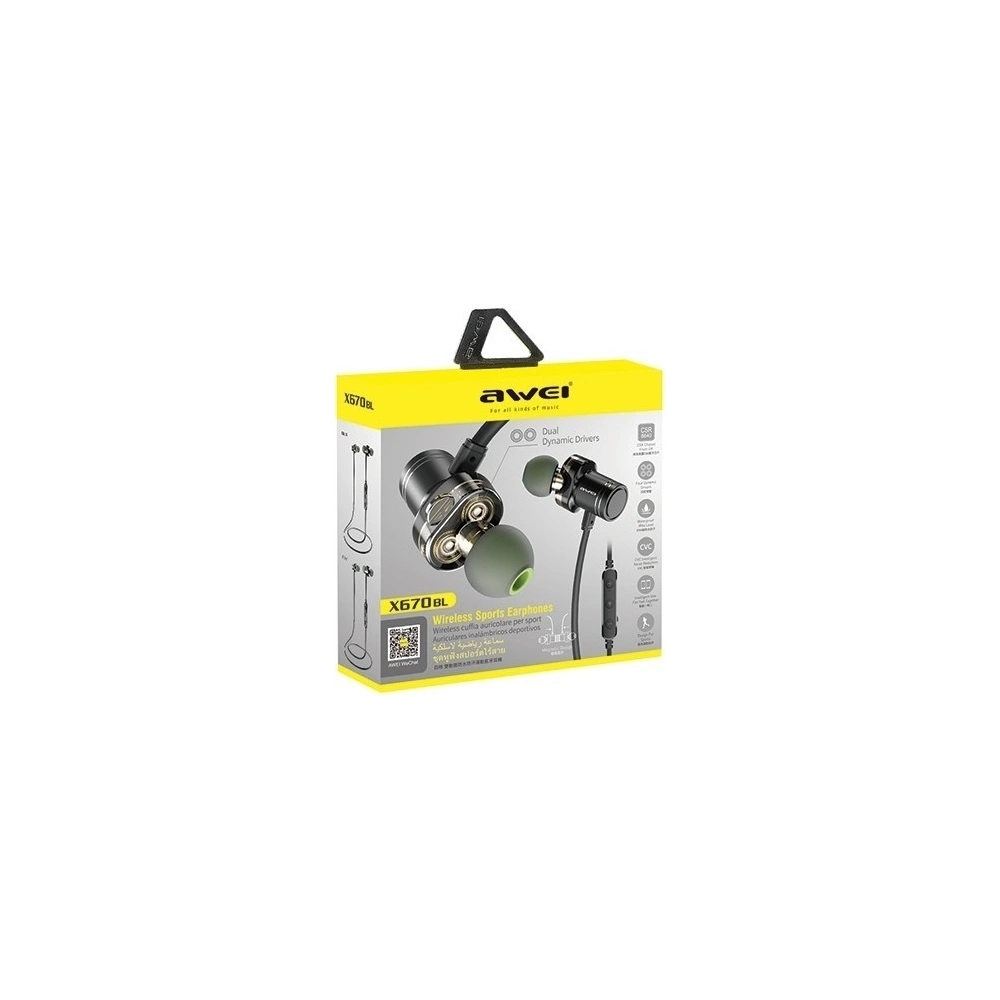 Hurtownia GSM - AWEI căști sport Bluetooth X670BL negru/black Dual Dynamic Drivers - AWEI040BLK - {ean13} - Hurt