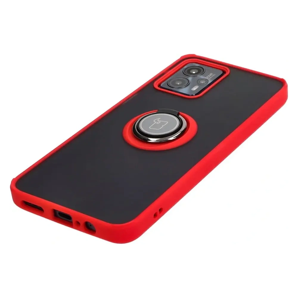 Hurtownia GSM - Etui s úchopem na prst Bizon Case Hybrid Ring pro Motorola Moto G13 / G23 / G53 5G kouřové s červeným rámečkem - BIZ515 - {ean13} - Hurt