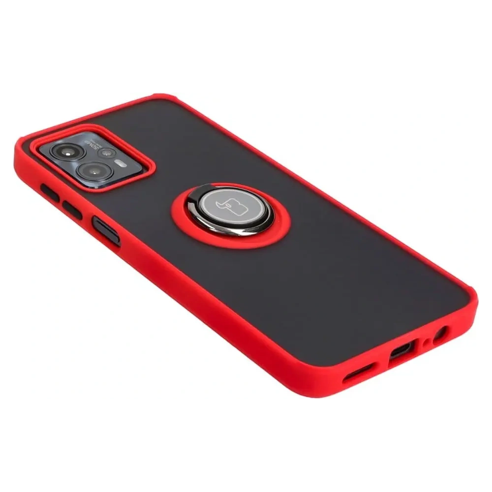 Hurtownia GSM - Etui s úchopem na prst Bizon Case Hybrid Ring pro Motorola Moto G13 / G23 / G53 5G kouřové s červeným rámečkem - BIZ515 - {ean13} - Hurt