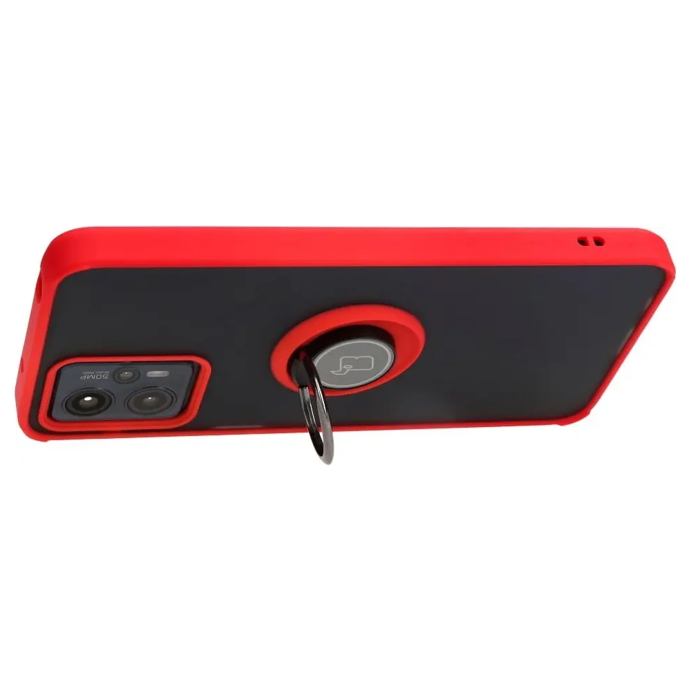 Hurtownia GSM - Etui s úchopem na prst Bizon Case Hybrid Ring pro Motorola Moto G13 / G23 / G53 5G kouřové s červeným rámečkem - BIZ515 - {ean13} - Hurt