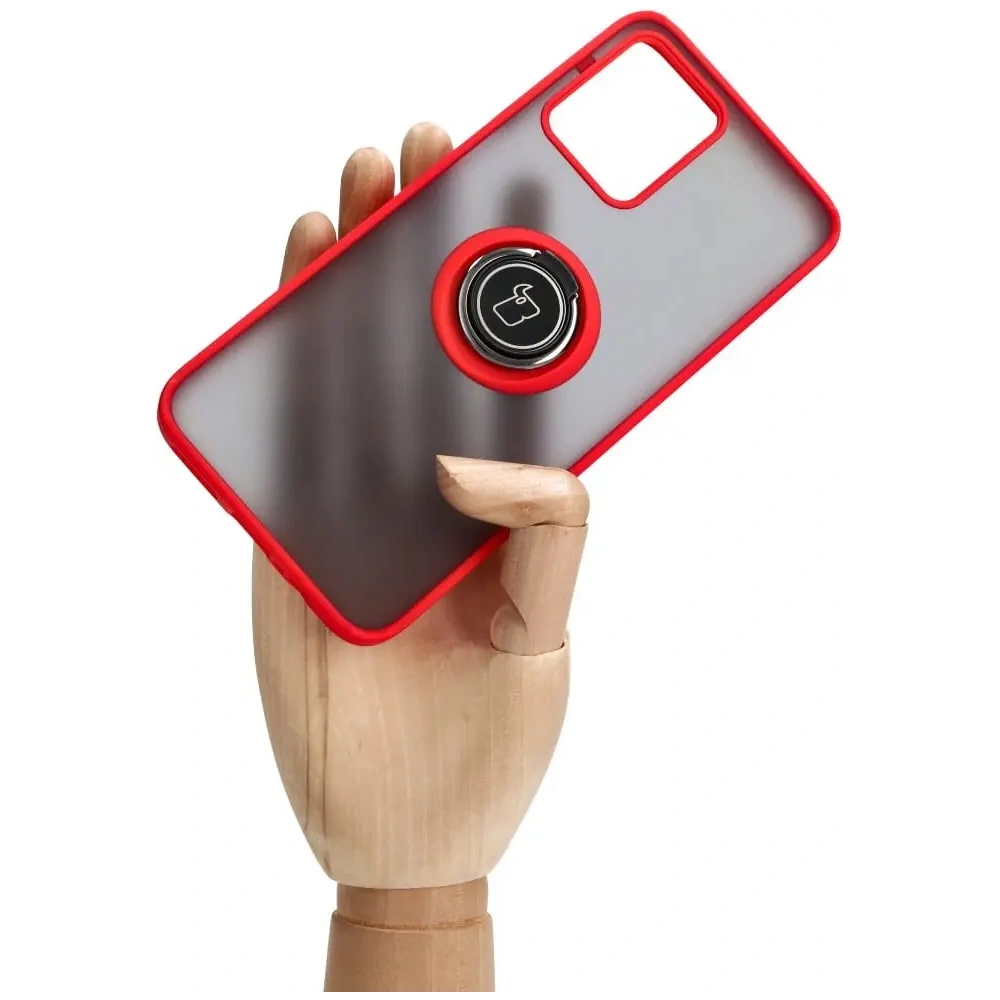 Hurtownia GSM - Etui s úchopem na prst Bizon Case Hybrid Ring pro Motorola Moto G13 / G23 / G53 5G kouřové s červeným rámečkem - BIZ515 - {ean13} - Hurt