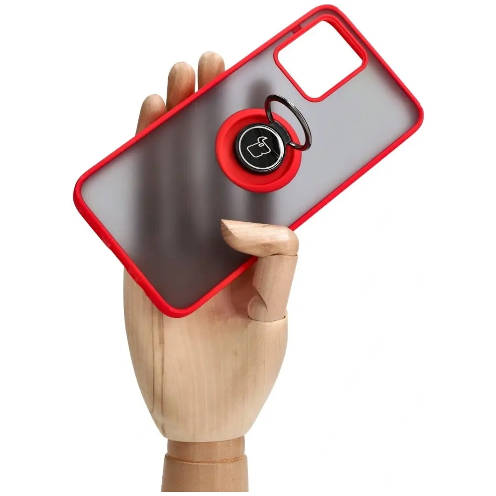 Hurtownia GSM - Etui s úchopem na prst Bizon Case Hybrid Ring pro Motorola Moto G13 / G23 / G53 5G kouřové s červeným rámečkem - BIZ515 - {ean13} - Hurt