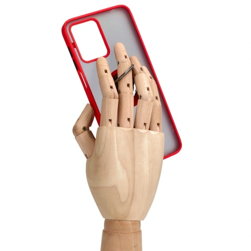 Etui z uchwytem na palec Bizon Case Hybrid Ring do Motorola Moto G13 / G23 / G53 5G przydymione z czerwoną ramką